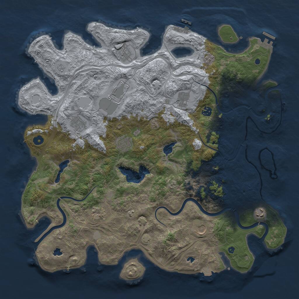 Rust Map: Procedural Map, Size: 4500, Seed: 1877911820, 16 Monuments