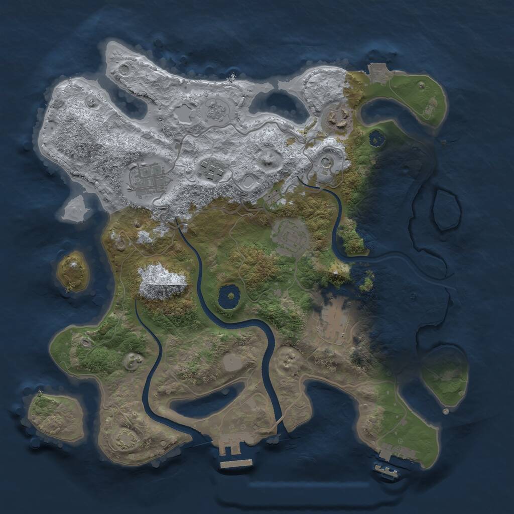 Rust Map: Procedural Map, Size: 3250, Seed: 1921436215, 11 Monuments