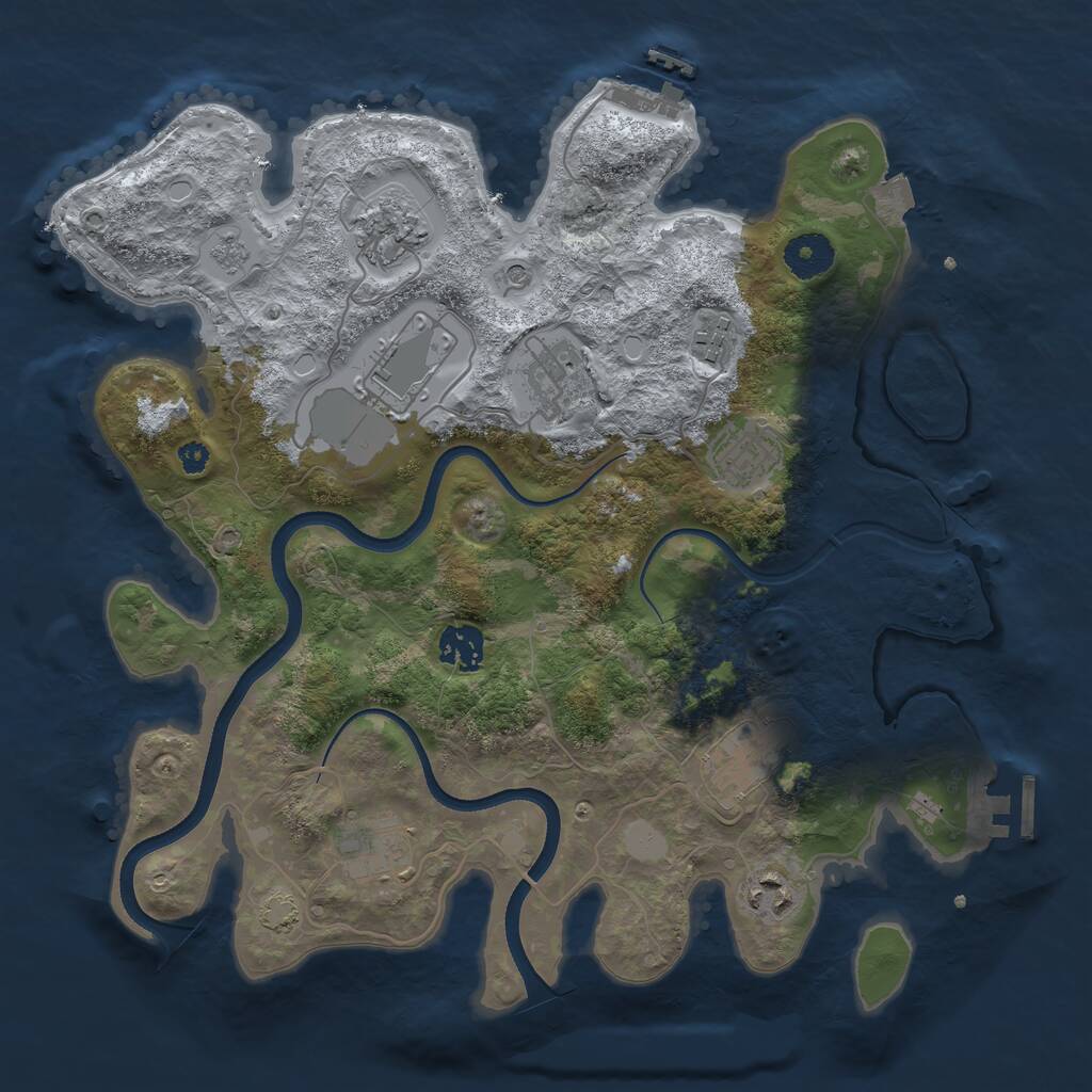 Rust Map: Procedural Map, Size: 3500, Seed: 1198301140, 15 Monuments
