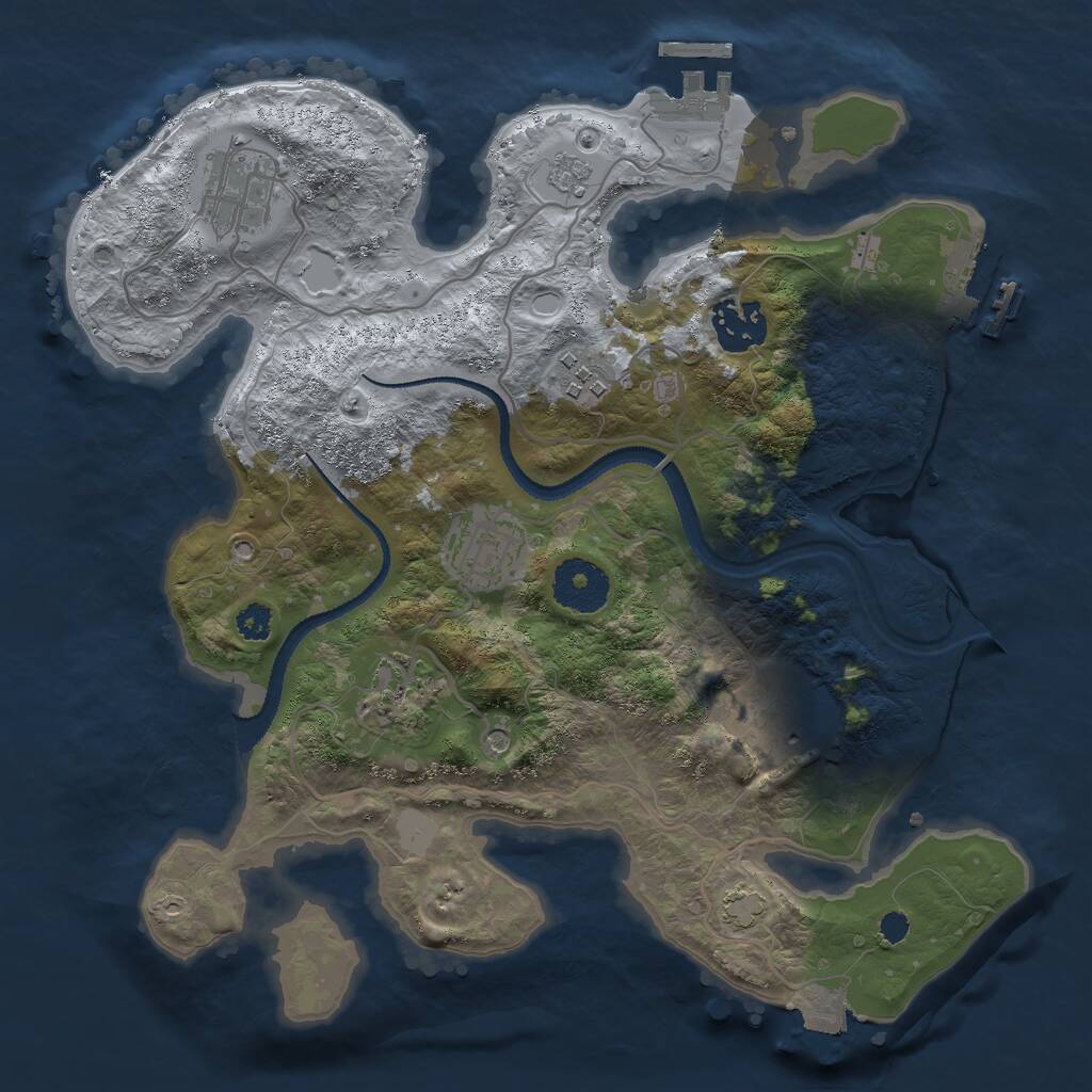Rust Map: Procedural Map, Size: 3000, Seed: 716443732, 12 Monuments