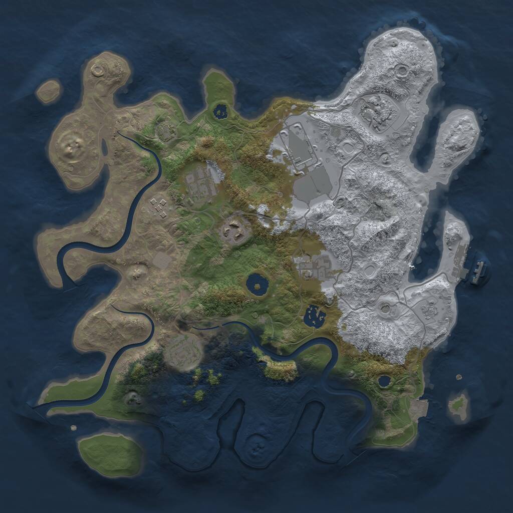 Rust Map: Procedural Map, Size: 3500, Seed: 1519606974, 13 Monuments