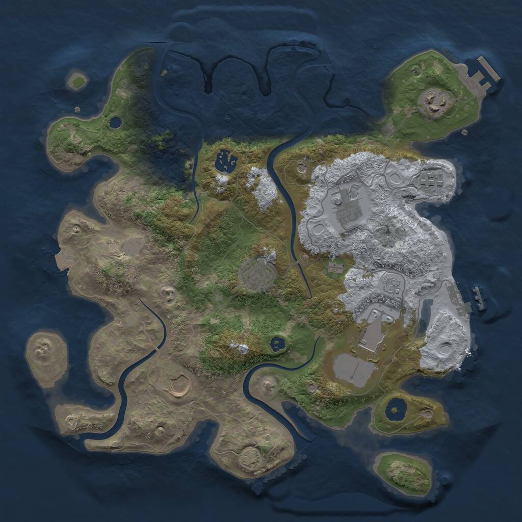Rust Map: Procedural Map, Size: 3500, Seed: 1272258880, 13 Monuments
