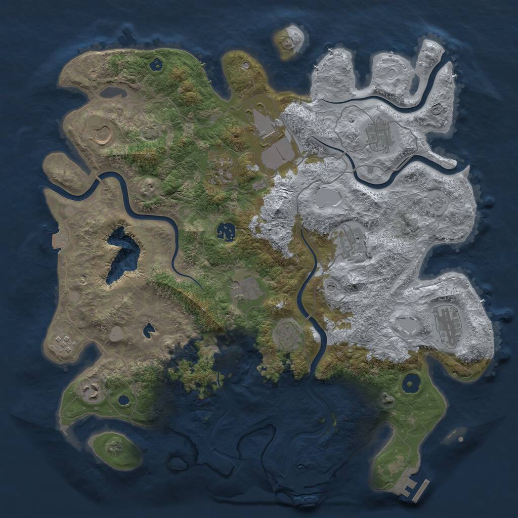 Rust Map: Procedural Map, Size: 4050, Seed: 329117821, 17 Monuments