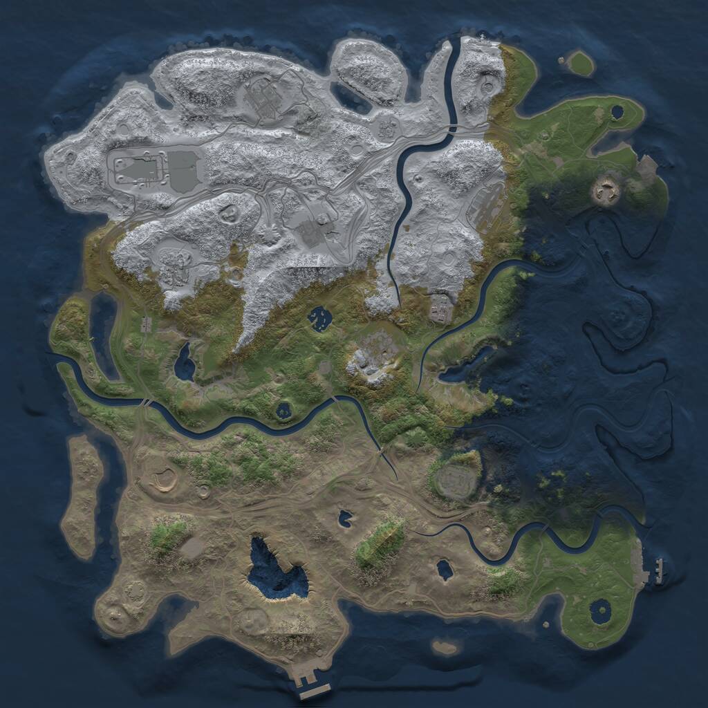 Rust Map: Procedural Map, Size: 4500, Seed: 590894942, 17 Monuments