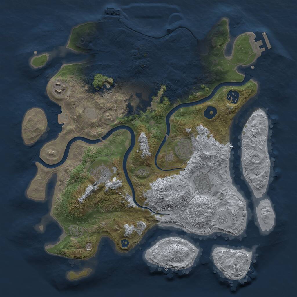 Rust Map: Procedural Map, Size: 3500, Seed: 1259813, 13 Monuments