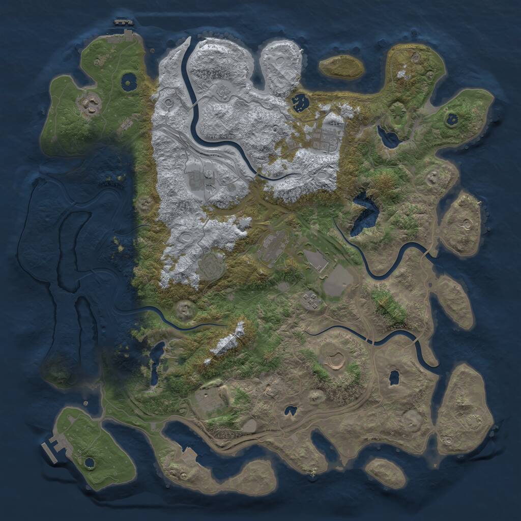 Rust Map: Procedural Map, Size: 4500, Seed: 1091972046, 16 Monuments