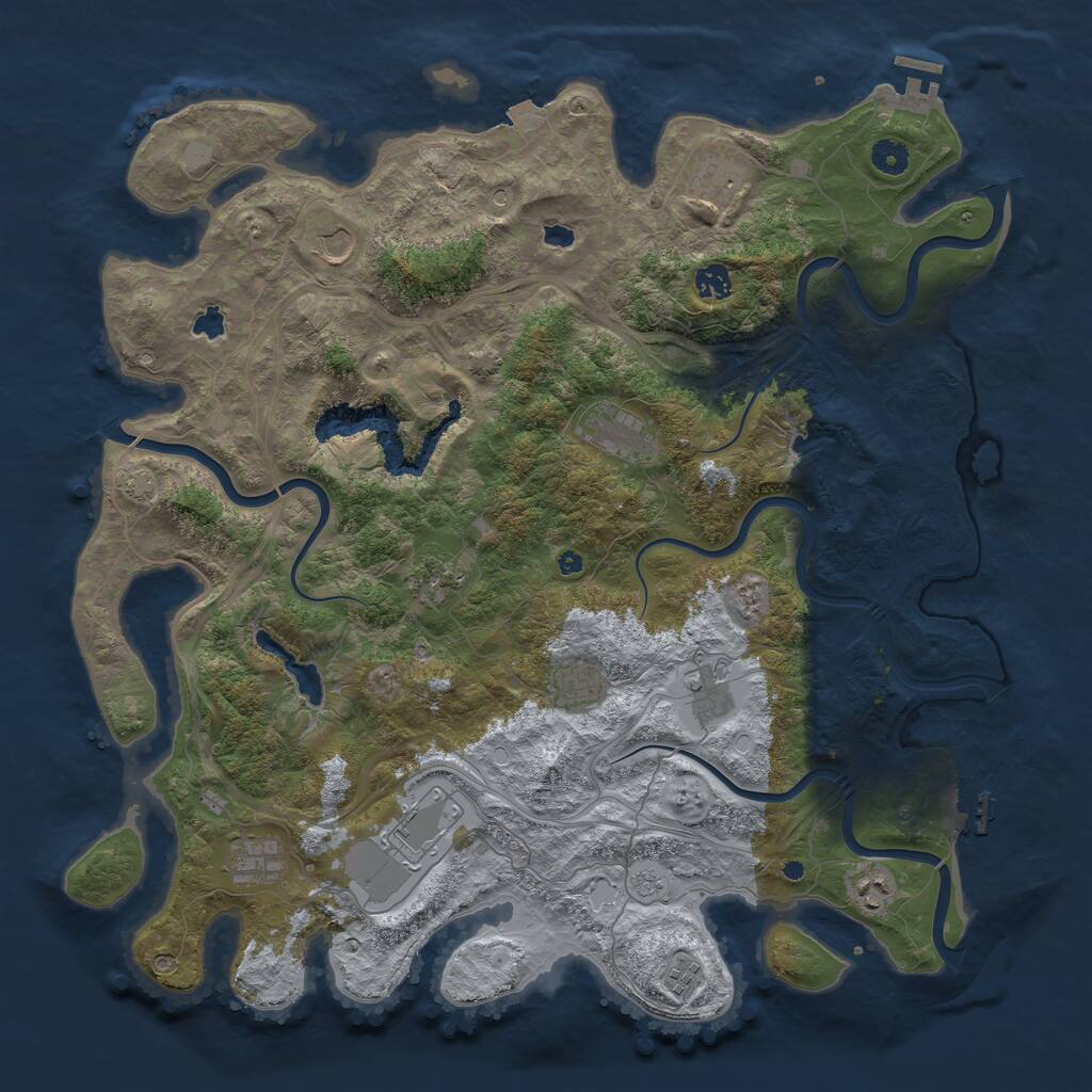 Rust Map: Procedural Map, Size: 4500, Seed: 1379361523, 17 Monuments