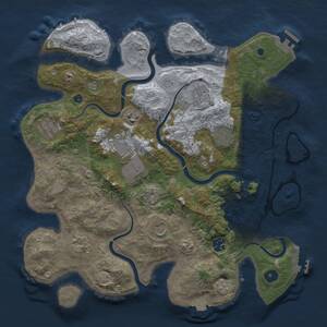Thumbnail Rust Map: Procedural Map, Size: 3750, Seed: 2053472107, 15 Monuments