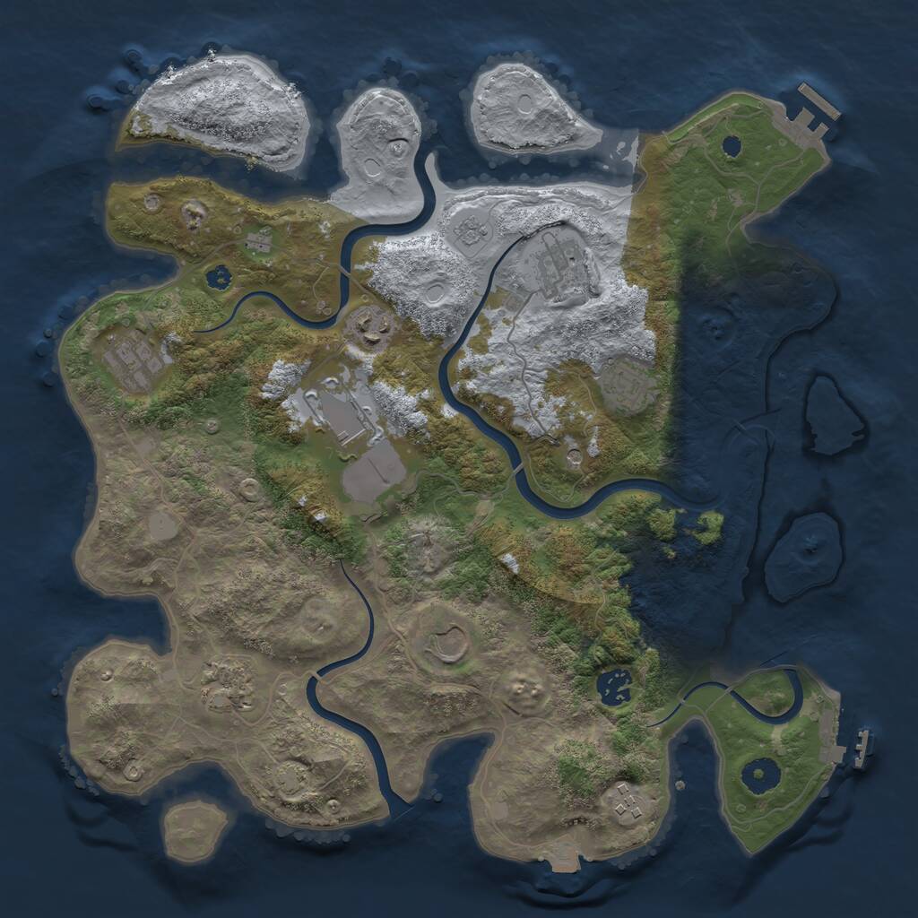 Rust Map: Procedural Map, Size: 3750, Seed: 2053472107, 15 Monuments