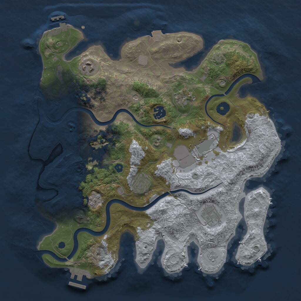 Rust Map: Procedural Map, Size: 3500, Seed: 1108040337, 14 Monuments