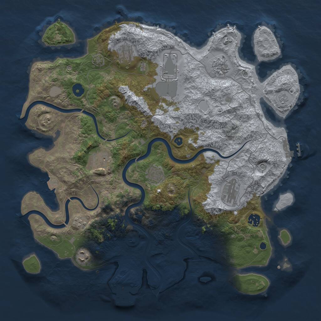 Rust Map: Procedural Map, Size: 3900, Seed: 70007, 15 Monuments