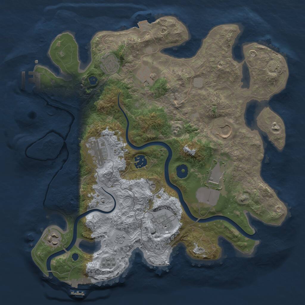 Rust Map: Procedural Map, Size: 3500, Seed: 973174846, 15 Monuments