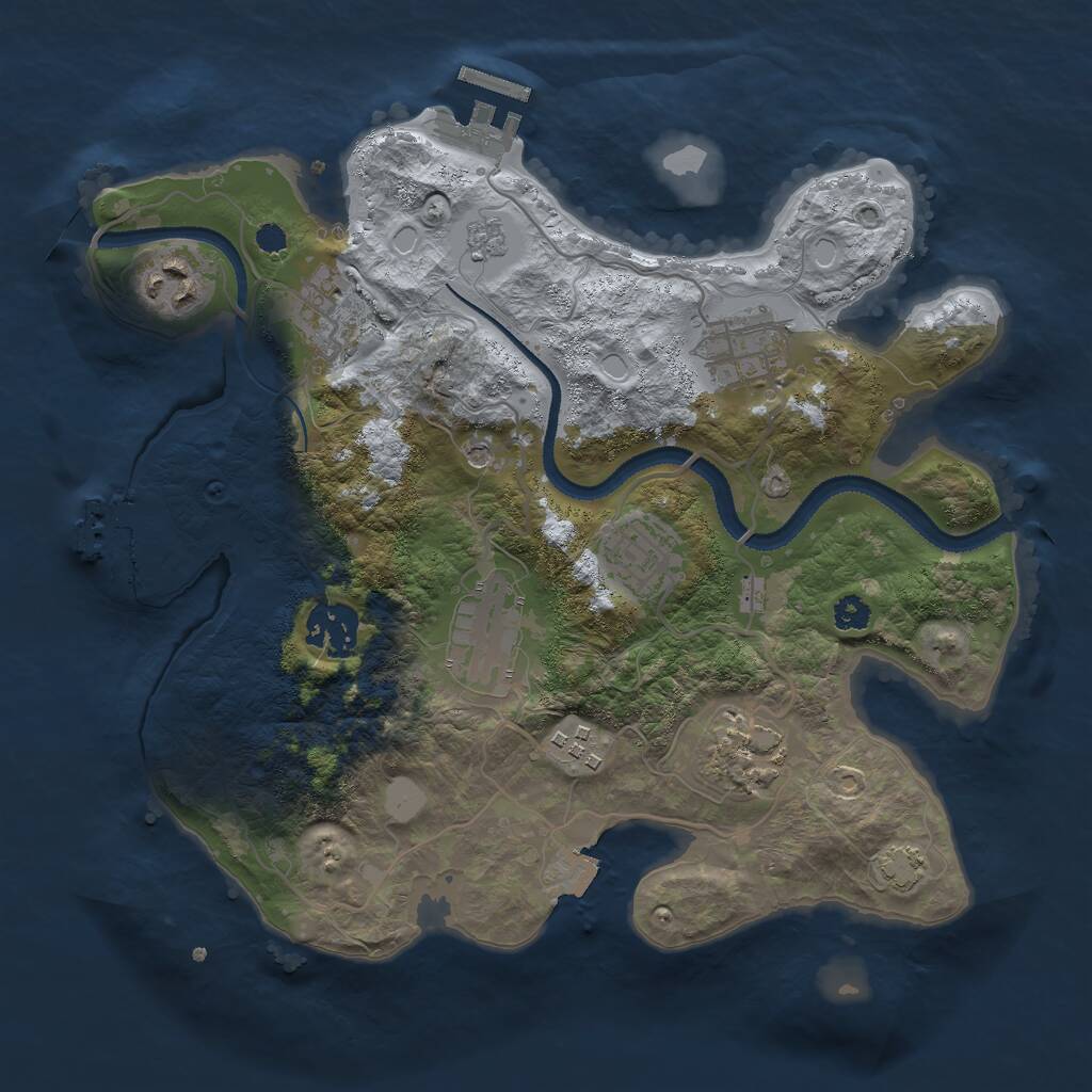 Rust Map: Procedural Map, Size: 3000, Seed: 563258555, 14 Monuments