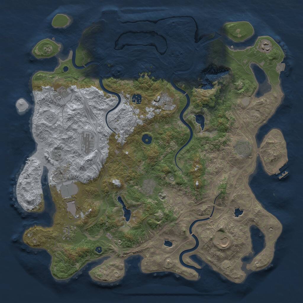 Rust Map: Procedural Map, Size: 4500, Seed: 699171916, 17 Monuments