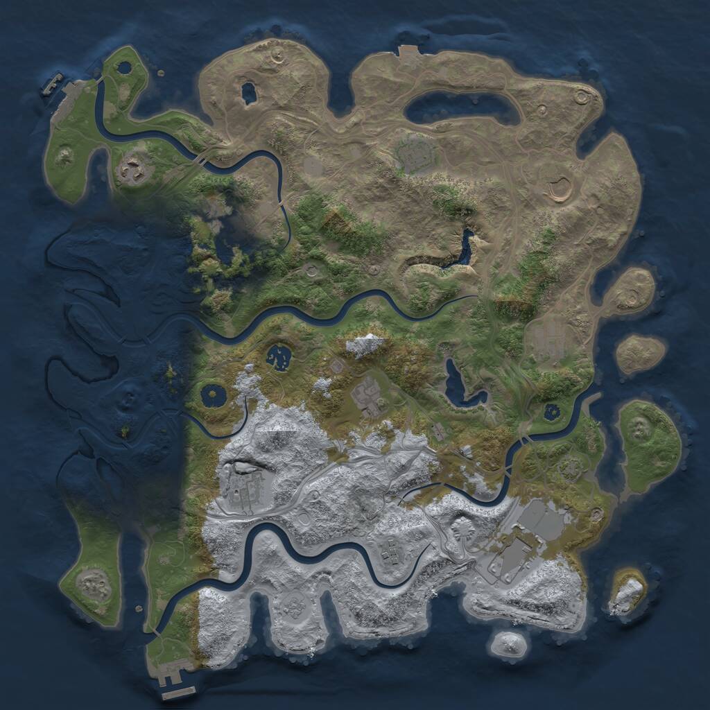 Rust Map: Procedural Map, Size: 4250, Seed: 377419552, 16 Monuments