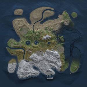 Thumbnail Rust Map: Procedural Map, Size: 3000, Seed: 1853496501, 11 Monuments
