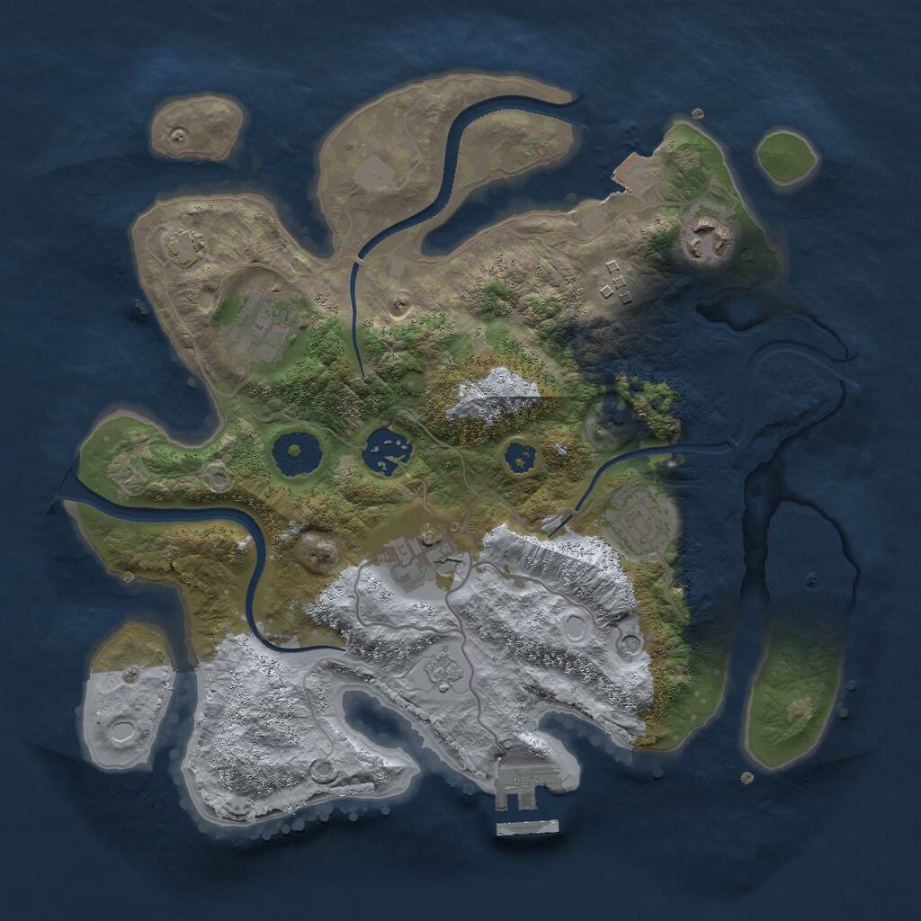 Rust Map: Procedural Map, Size: 3000, Seed: 1853496501, 11 Monuments
