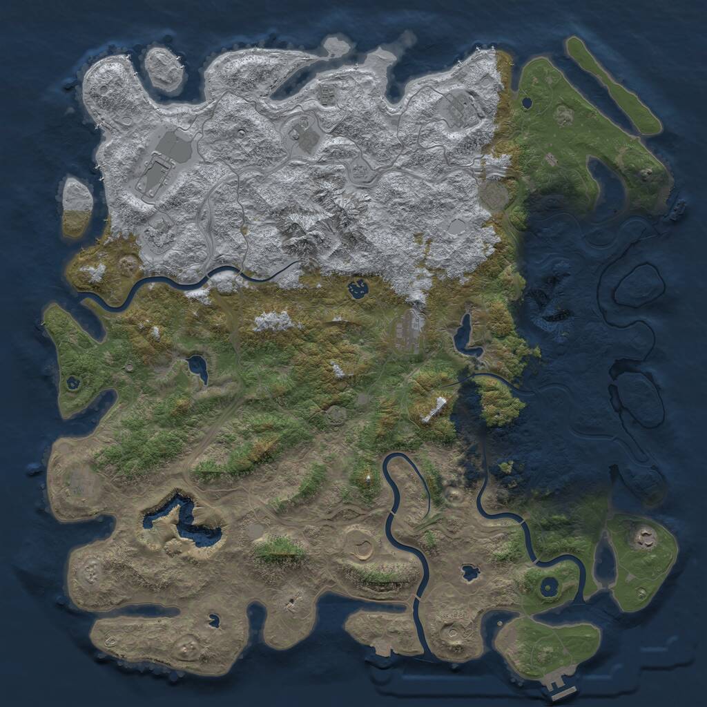 Rust Map: Procedural Map, Size: 5500, Seed: 891766924, 17 Monuments