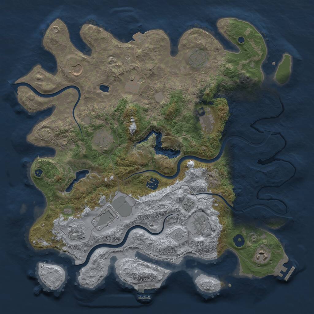 Rust Map: Procedural Map, Size: 4000, Seed: 53645228, 17 Monuments