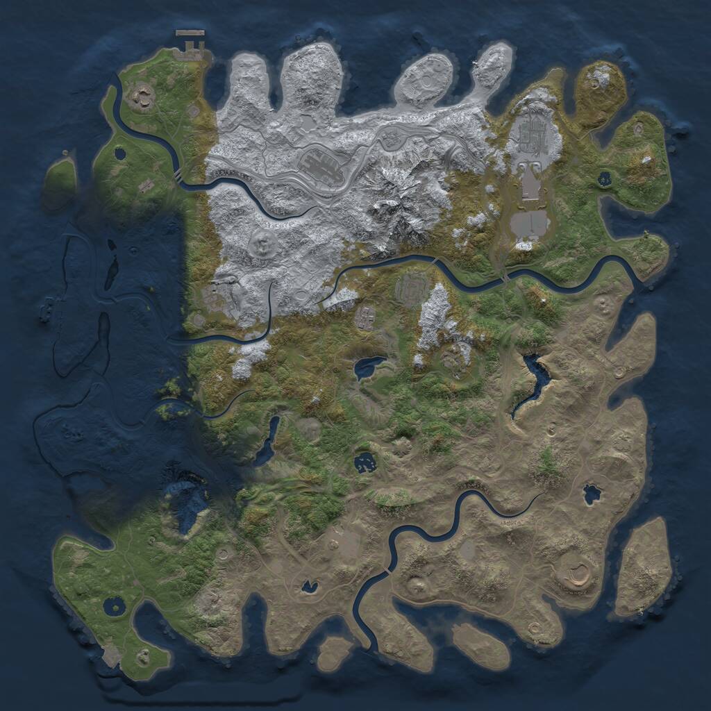 Rust Map: Procedural Map, Size: 5000, Seed: 233098601, 17 Monuments