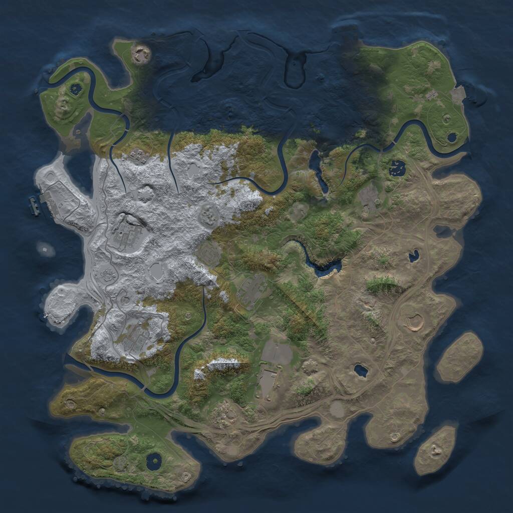 Rust Map: Procedural Map, Size: 4500, Seed: 1412820437, 17 Monuments