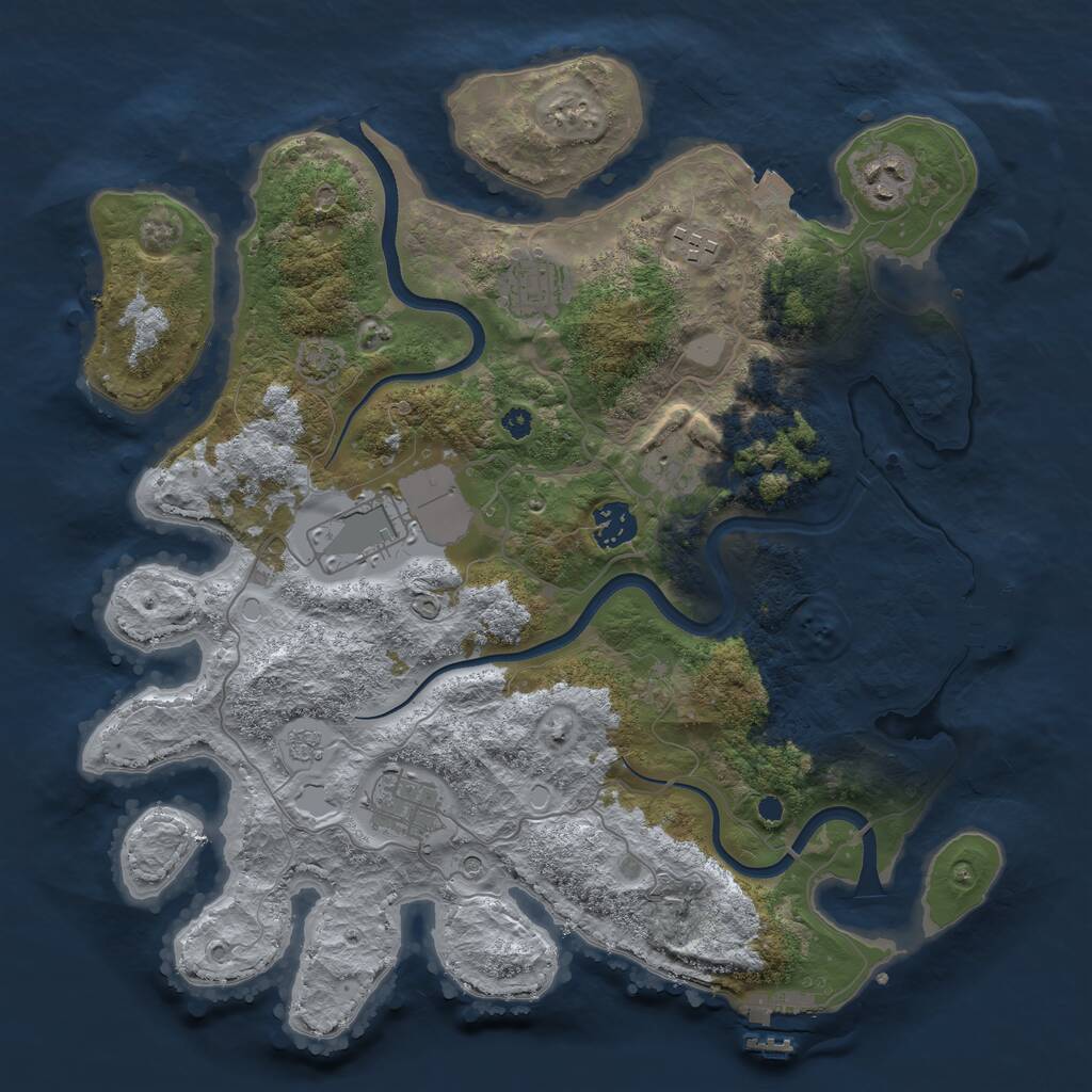 Rust Map: Procedural Map, Size: 3600, Seed: 2094694035, 13 Monuments