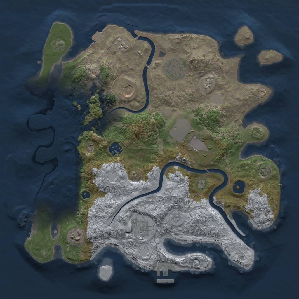 Rust Map: Procedural Map, Size: 3500, Seed: 176391850, 13 Monuments