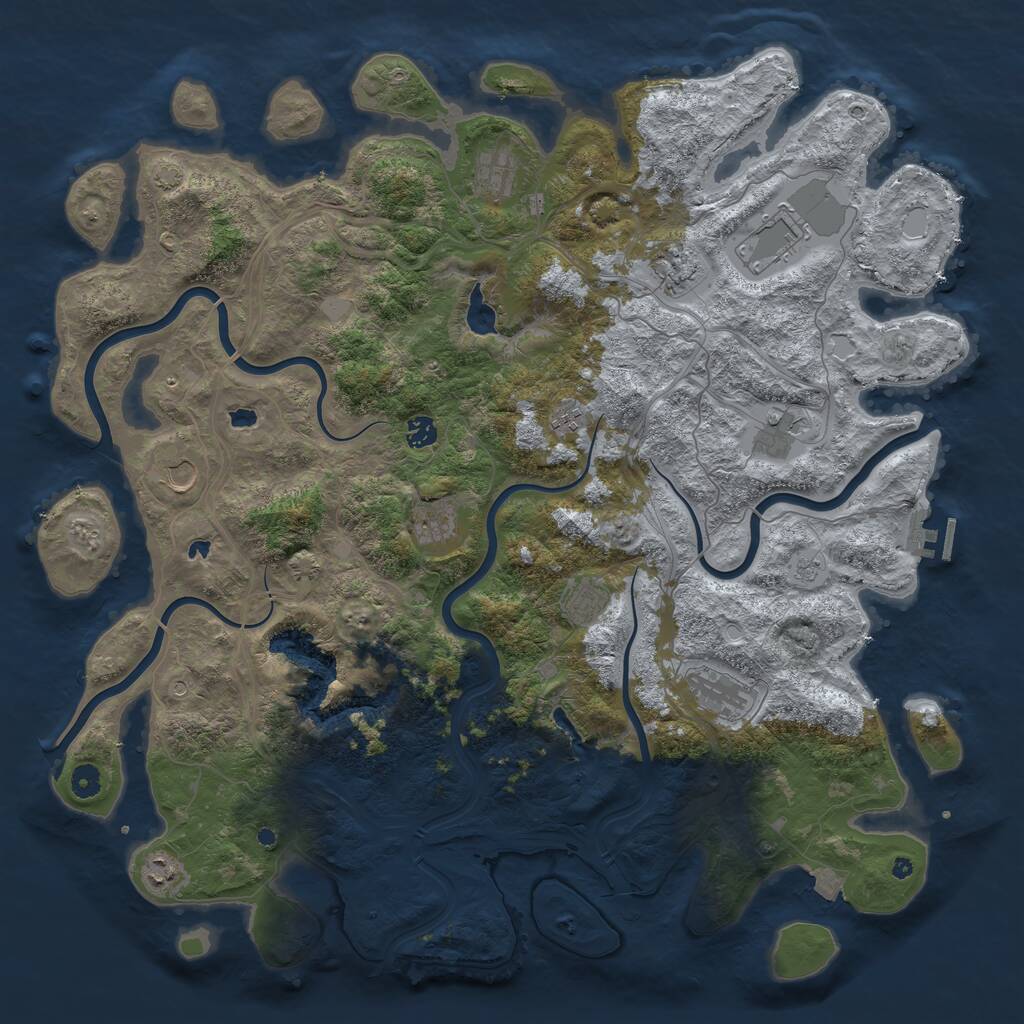 Rust Map: Procedural Map, Size: 4800, Seed: 88231538, 16 Monuments
