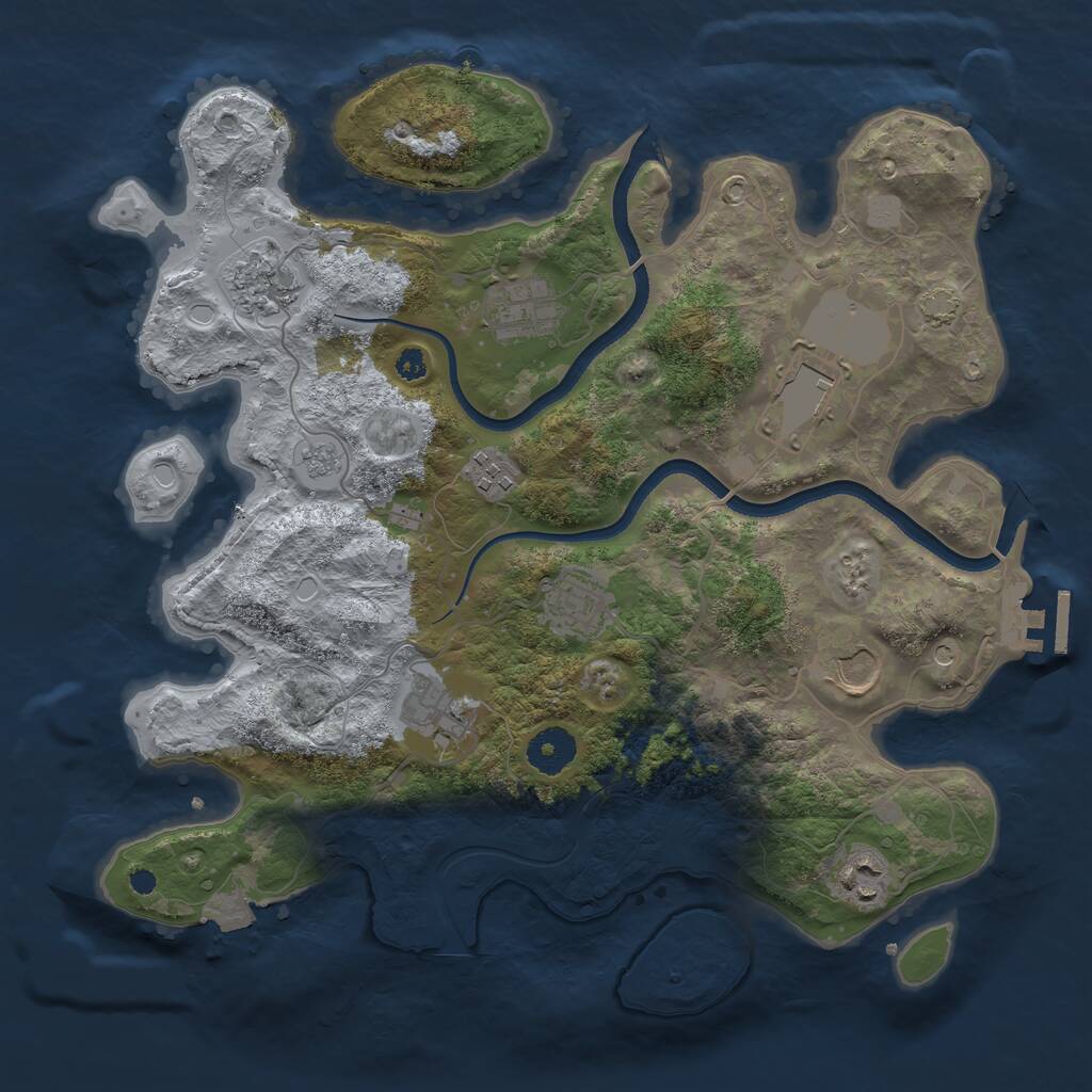 Rust Map: Procedural Map, Size: 3500, Seed: 396058456, 13 Monuments