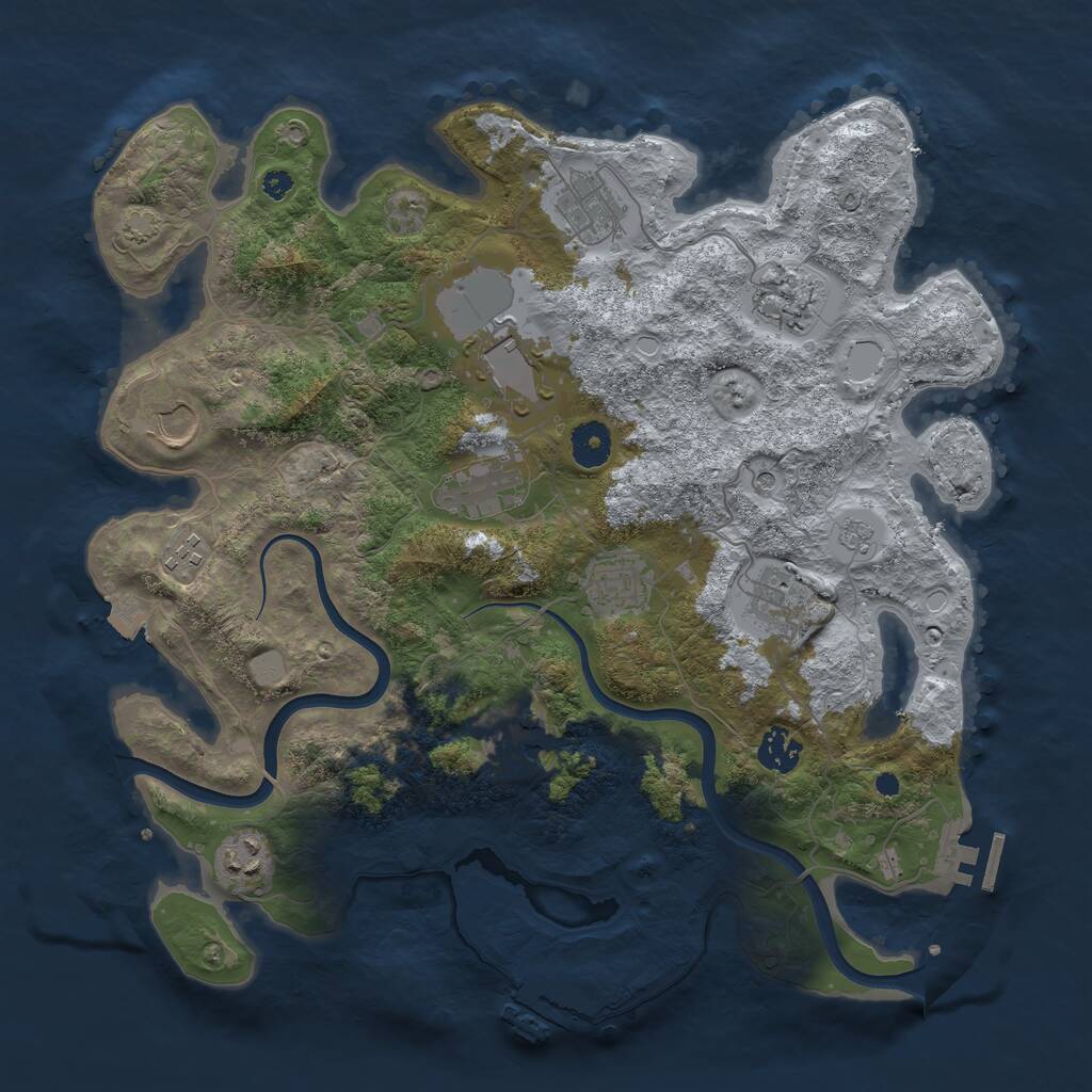 Rust Map: Procedural Map, Size: 3750, Seed: 1301508210, 17 Monuments