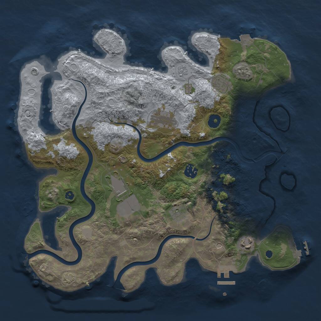 Rust Map: Procedural Map, Size: 3600, Seed: 205174845, 13 Monuments