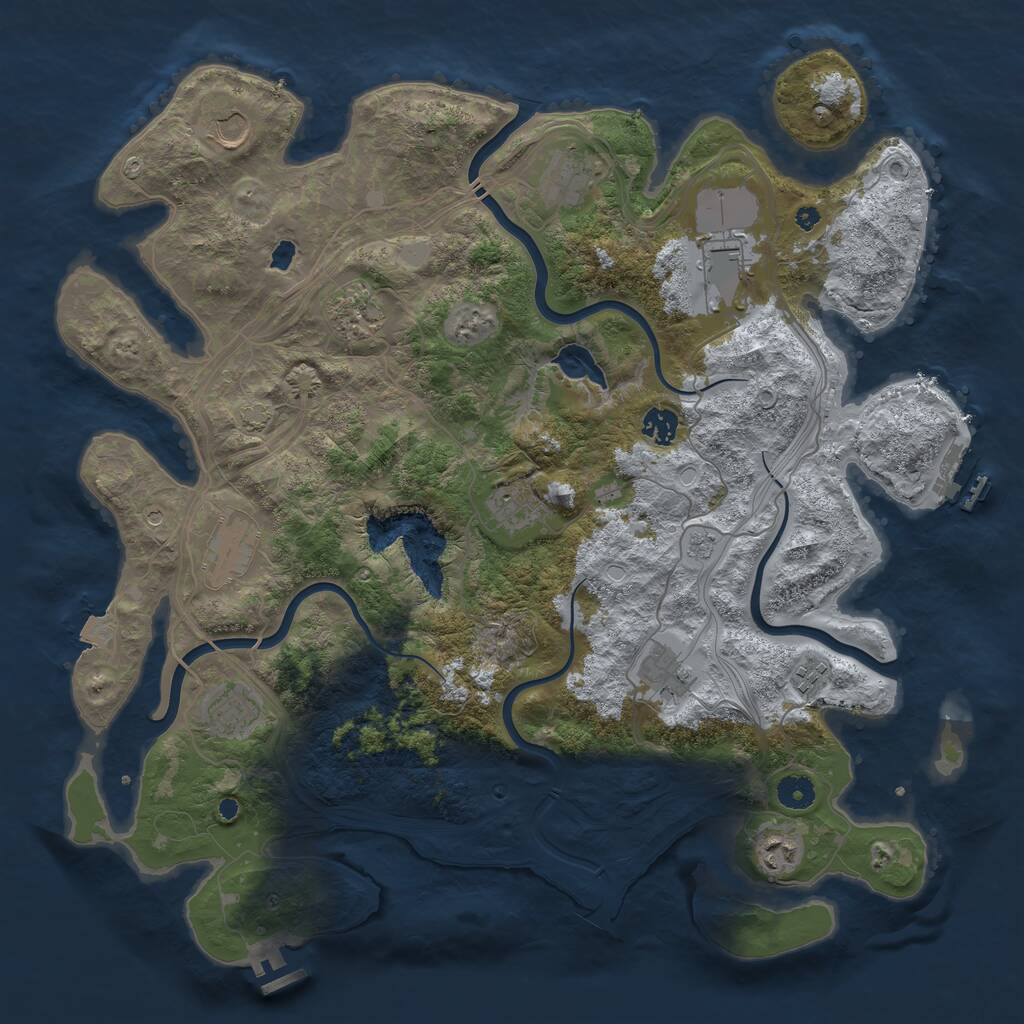 Rust Map: Procedural Map, Size: 4250, Seed: 1145645986, 17 Monuments