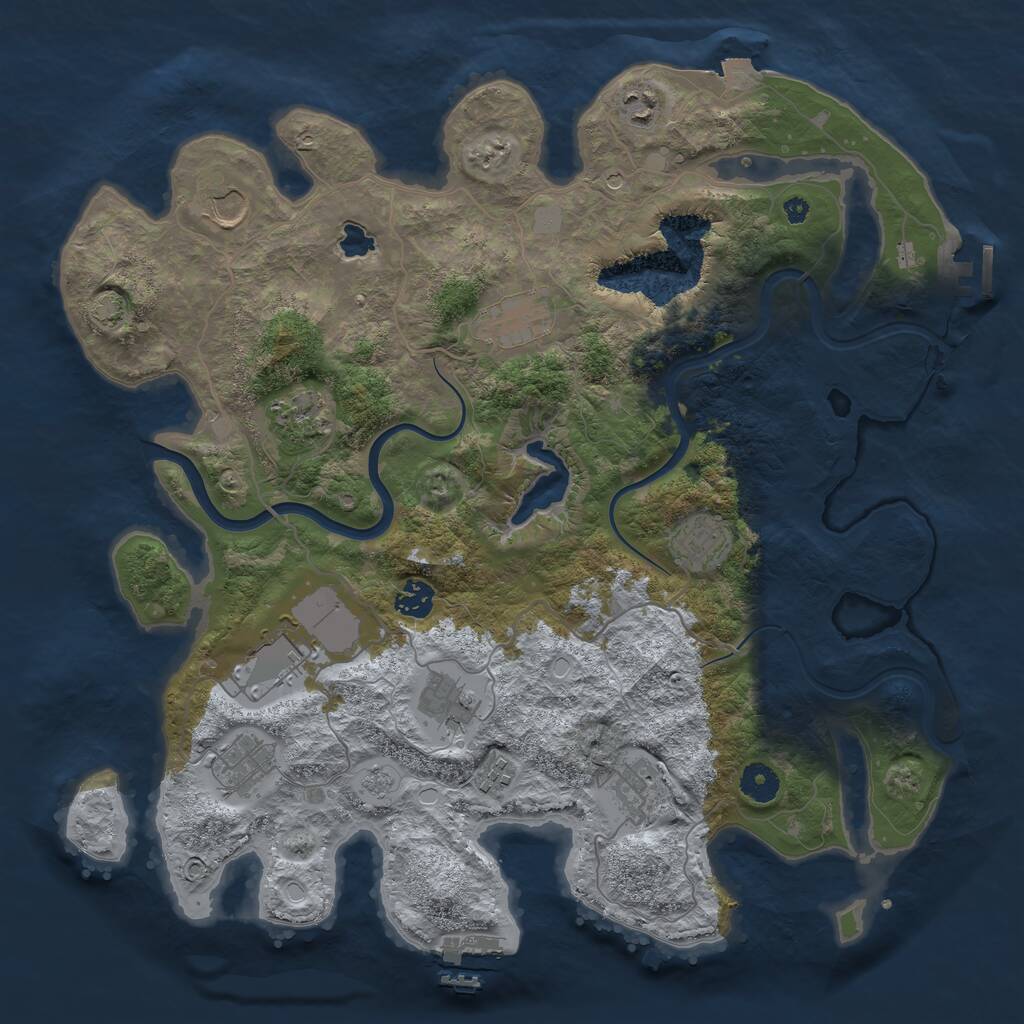 Rust Map: Procedural Map, Size: 4000, Seed: 190054116, 17 Monuments