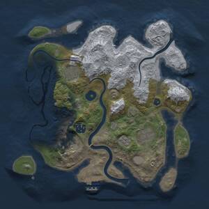 Thumbnail Rust Map: Procedural Map, Size: 3000, Seed: 642309980, 10 Monuments