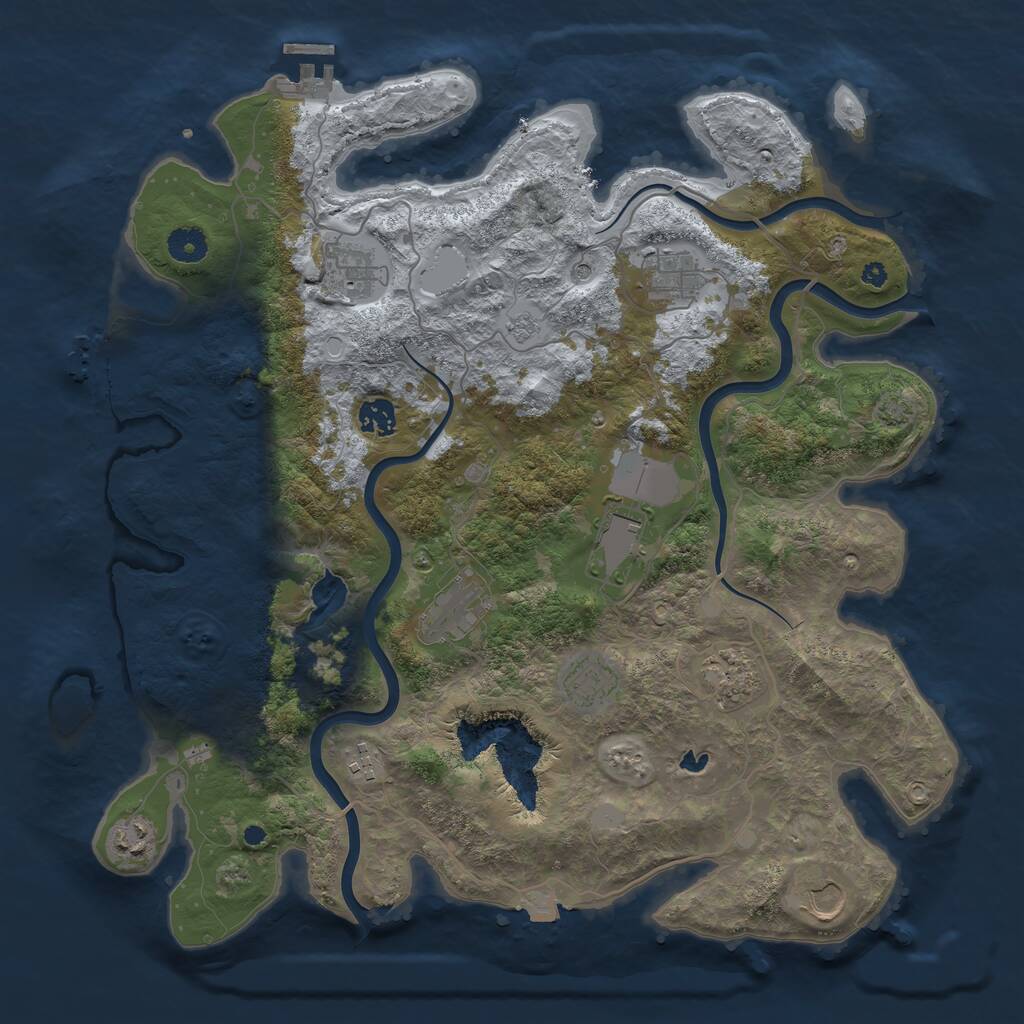 Rust Map: Procedural Map, Size: 4050, Seed: 992872535, 16 Monuments