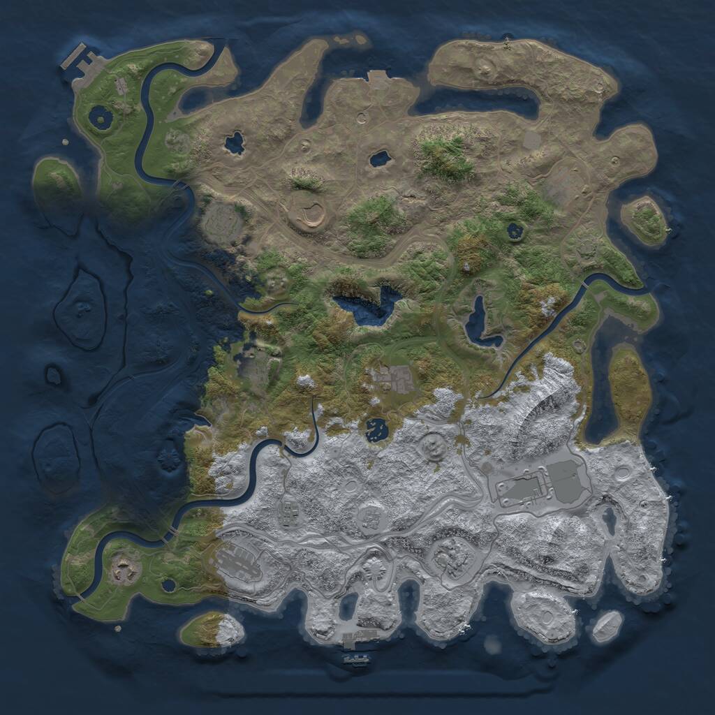 Rust Map: Procedural Map, Size: 4500, Seed: 1254621143, 17 Monuments