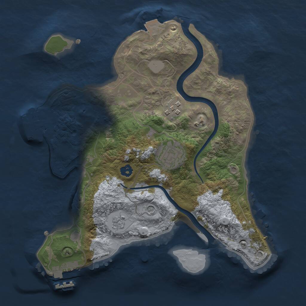 Rust Map: Procedural Map, Size: 2500, Seed: 234432660, 7 Monuments