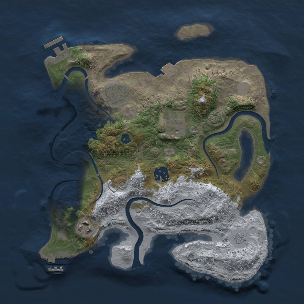 Rust Map: Procedural Map, Size: 3000, Seed: 16912, 10 Monuments