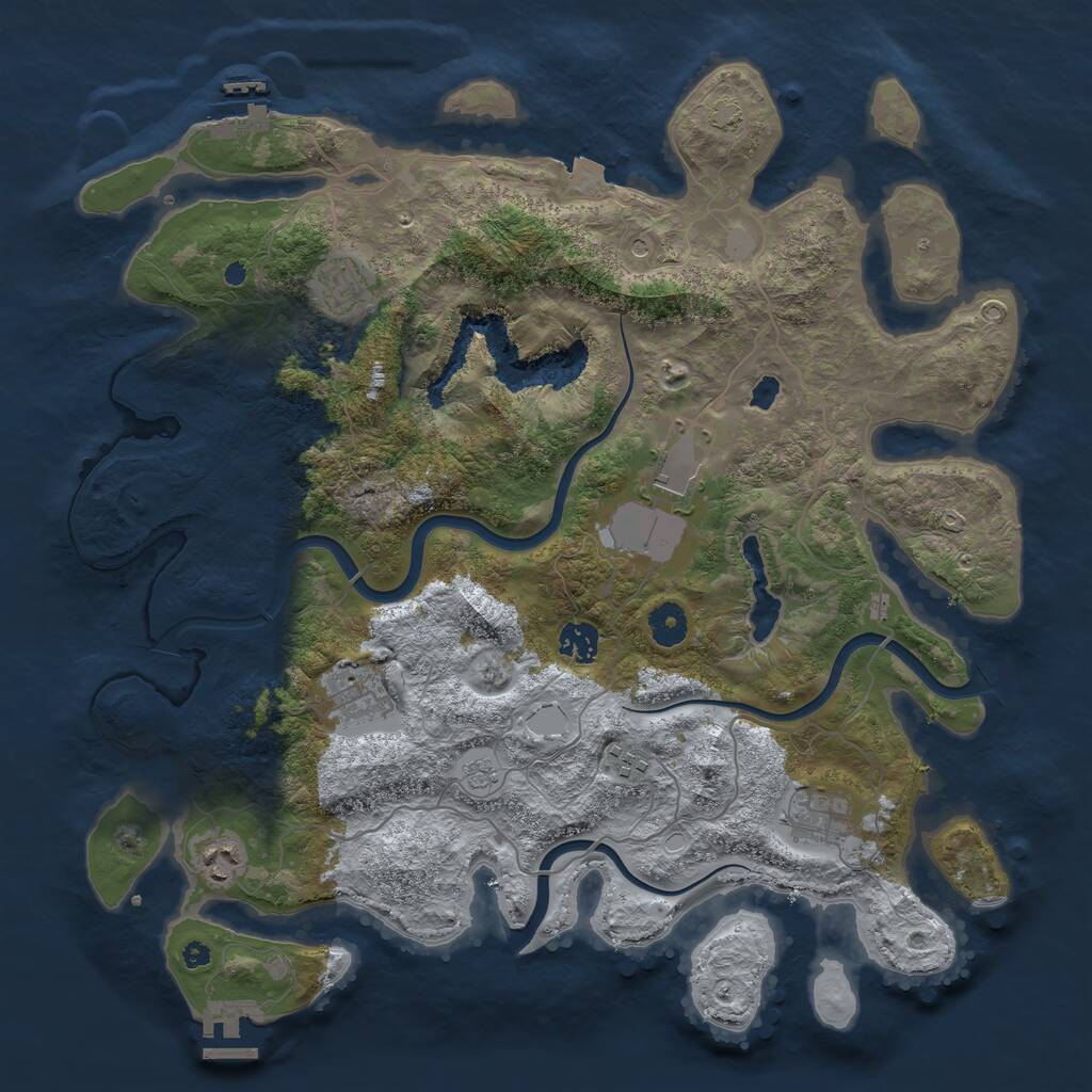 Rust Map: Procedural Map, Size: 4000, Seed: 1340918373, 13 Monuments