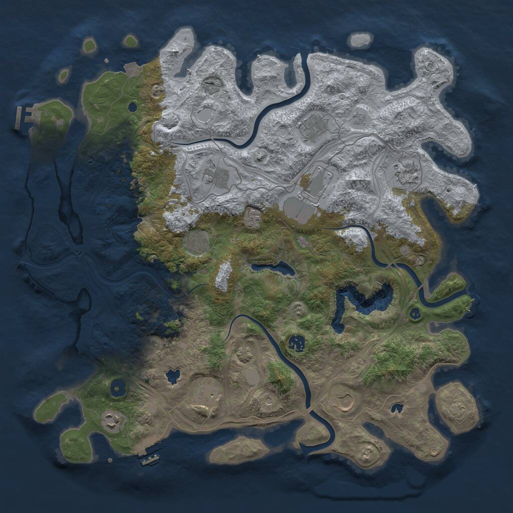 Rust Map: Procedural Map, Size: 4500, Seed: 1468296572, 16 Monuments