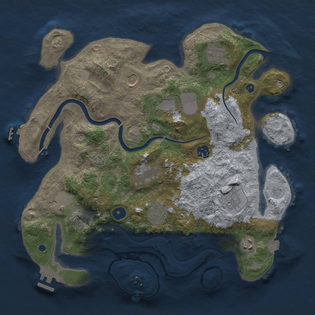 Rust Map: Procedural Map, Size: 3700, Seed: 212895893, 16 Monuments
