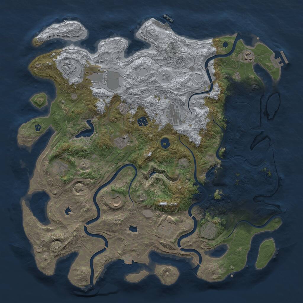 Rust Map: Procedural Map, Size: 4500, Seed: 1134273760, 17 Monuments