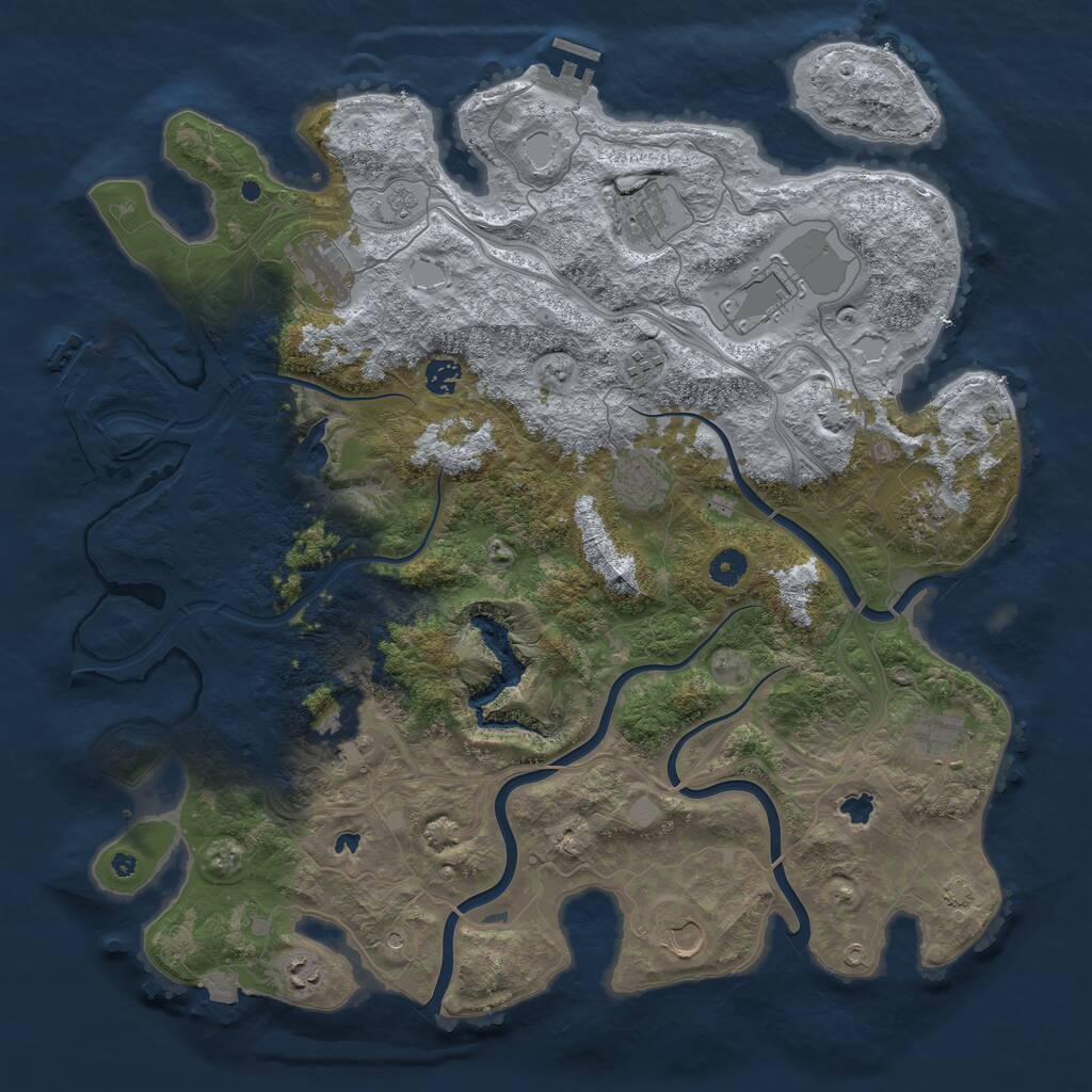 Rust Map: Procedural Map, Size: 4500, Seed: 432170056, 17 Monuments