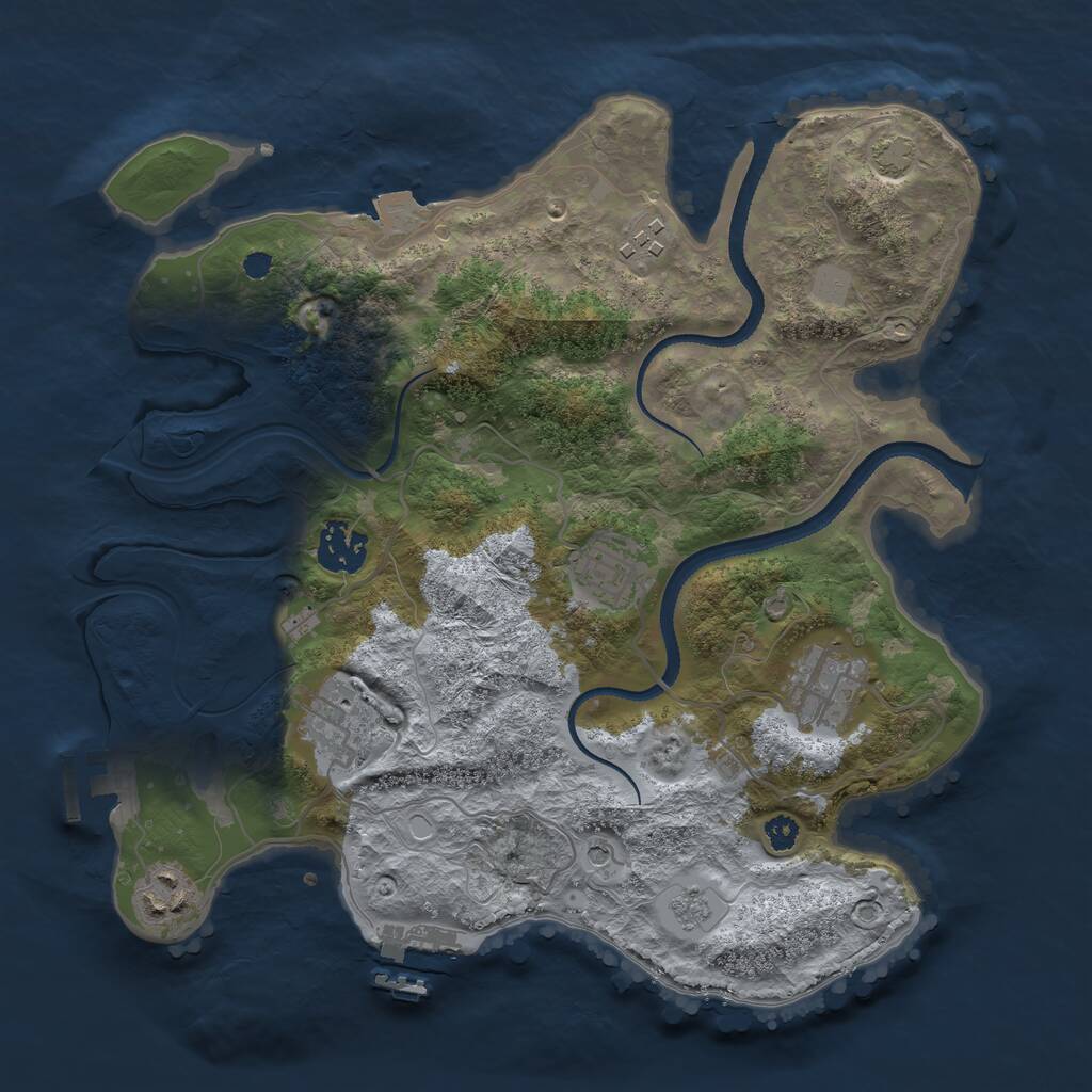 Rust Map: Procedural Map, Size: 3200, Seed: 1625012292, 12 Monuments