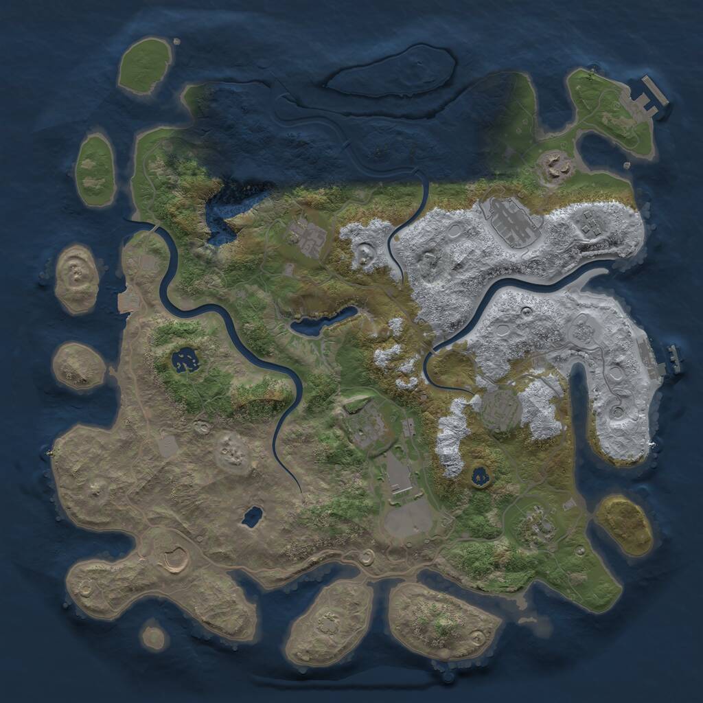 Rust Map: Procedural Map, Size: 4000, Seed: 205710396, 16 Monuments