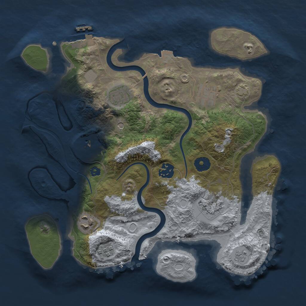 Rust Map: Procedural Map, Size: 3000, Seed: 1933984518, 12 Monuments