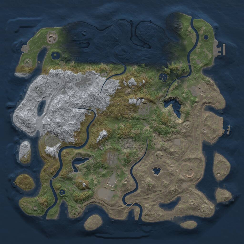 Rust Map: Procedural Map, Size: 4250, Seed: 1108546650, 16 Monuments