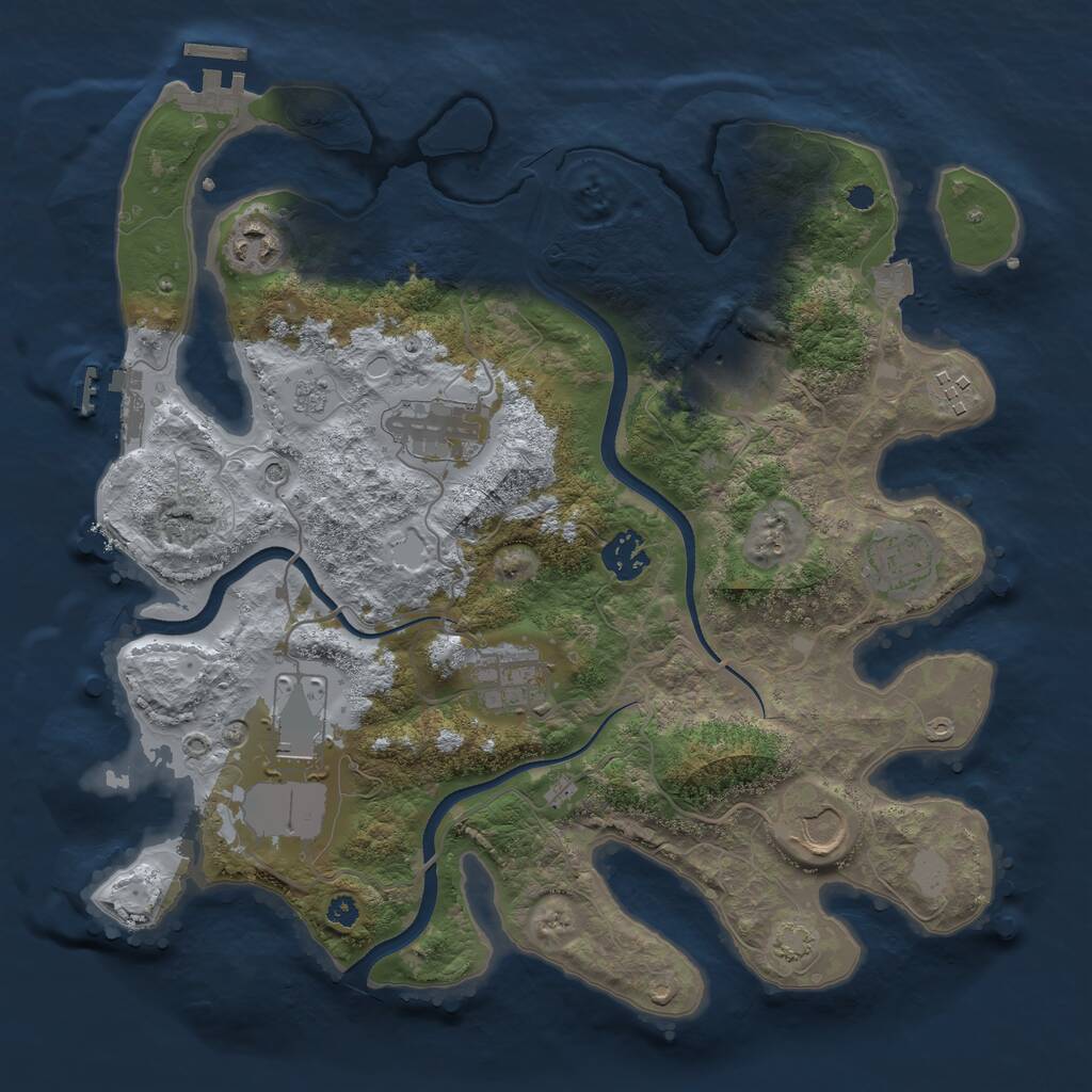 Rust Map: Procedural Map, Size: 3500, Seed: 1051458996, 15 Monuments