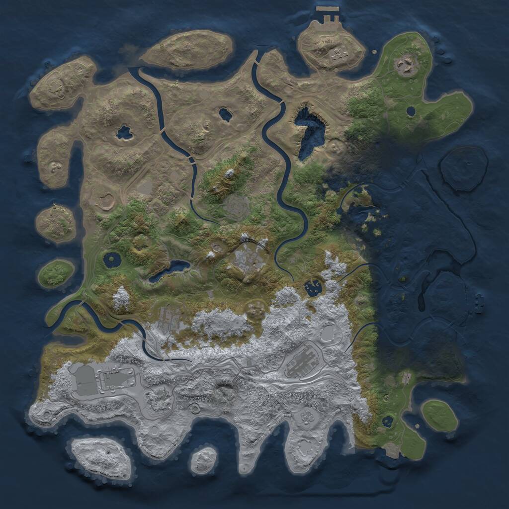 Rust Map: Procedural Map, Size: 4500, Seed: 492940216, 16 Monuments