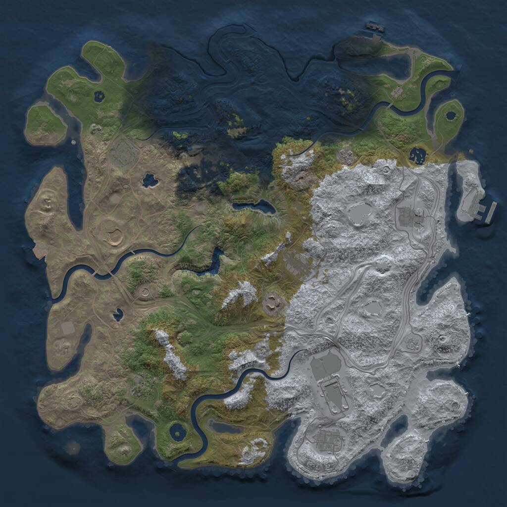 Rust Map: Procedural Map, Size: 4500, Seed: 1044220095, 17 Monuments